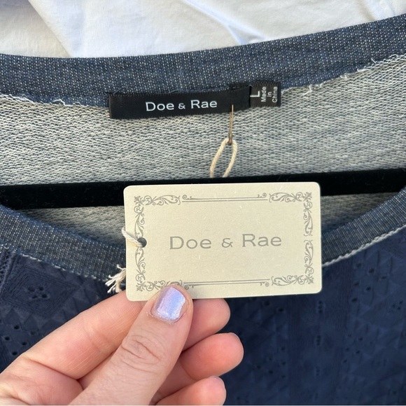 NWT Anthropologie Doe & Rae Denim Style Knit Tee Shirt Size Large 0036 - Picture 4 of 6